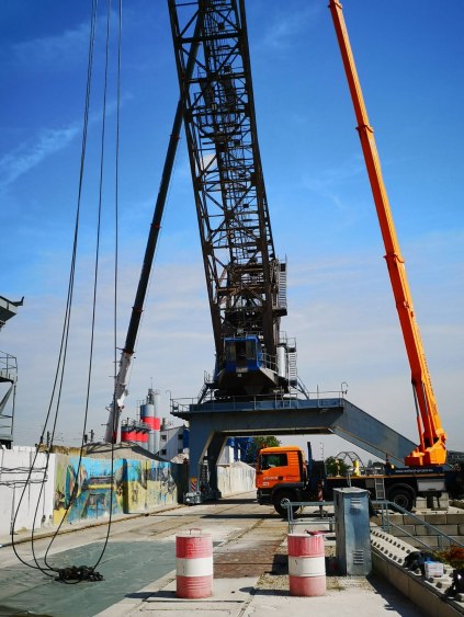 Luffing jib crane  refurbishment in TBS Transportbeton facility in Mannheim, Germany. 